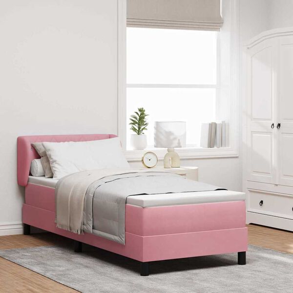 vidaXL Boxspringbed met matras met hoofdeinde Roze 80 x 200 cm Fluweel