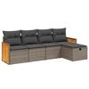 vidaXL 5-delige Loungeset met kussens poly rattan grijs