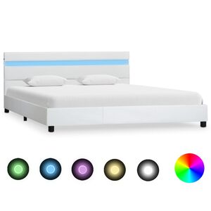 vidaXL Bedframe met LED kunstleer wit 120x200 cm