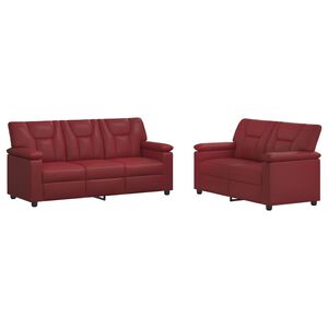 vidaXL Bankstel 2 pcs Wijnrood Kunstleer