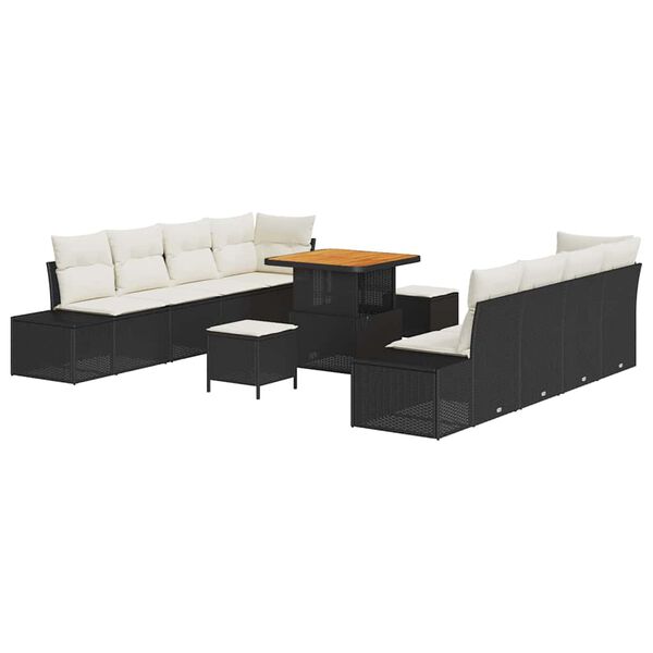 vidaXL Tuin Sofa Set met kussen 11 pcs Zwart Poly riet