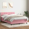 vidaXL Boxspring met matras en LED fluweel roze 140x220 cm
