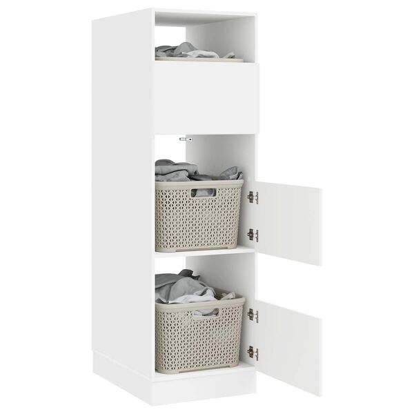 vidaXL Wasmeubel met opslag met de deur Wit Bewerkt hout