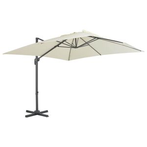 vidaXL Zwevende parasol met aluminium paal 300x300 cm zandkleur