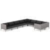 vidaXL 9-delige Loungeset met kussens poly rattan donkergrijs
