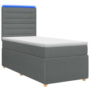 vidaXL LED Boxspring Bed met Matras Donkergrijs 80 x 200 cm Stof