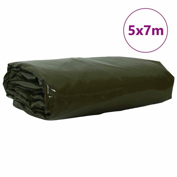 vidaXL Zeil 650g / m&sup2; Olijf Groen 5 x 7 m Canvas met PVC-coating