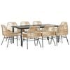 vidaXL 9-delige Tuinset met kussens poly rattan glas bruin
