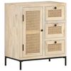 vidaXL Dressoir 60x35x70 cm massief mangohout en natuurlijk riet