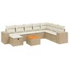 vidaXL 9-delige Loungeset met kussens poly rattan beige