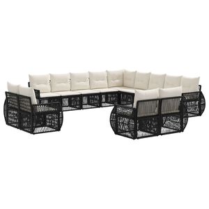 vidaXL Tuinbankenset 13 st Zwart en Cream Wit poly rattan