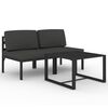 vidaXL 3-delige Loungeset met kussens aluminium antracietkleurig