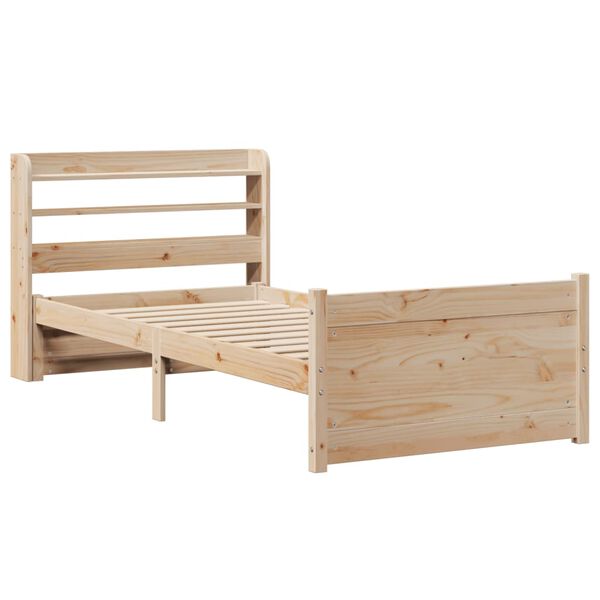 vidaXL Bedframe met hoofdbord massief grenenhout 75x190 cm