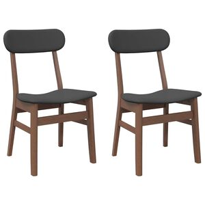 vidaXL Eetkamerstoelen met kussens 2 st massief hout rubber bruin
