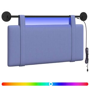 vidaXL Hangend hoofdbord Met LED-verlichting Jeans Blauw Stof