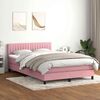 vidaXL Boxspring met matras fluweel roze 160x220 cm