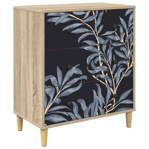 vidaXL Ladekast DOKKUM Blauw varenmotief 66 x 36,5 x 75 cm Sonoma