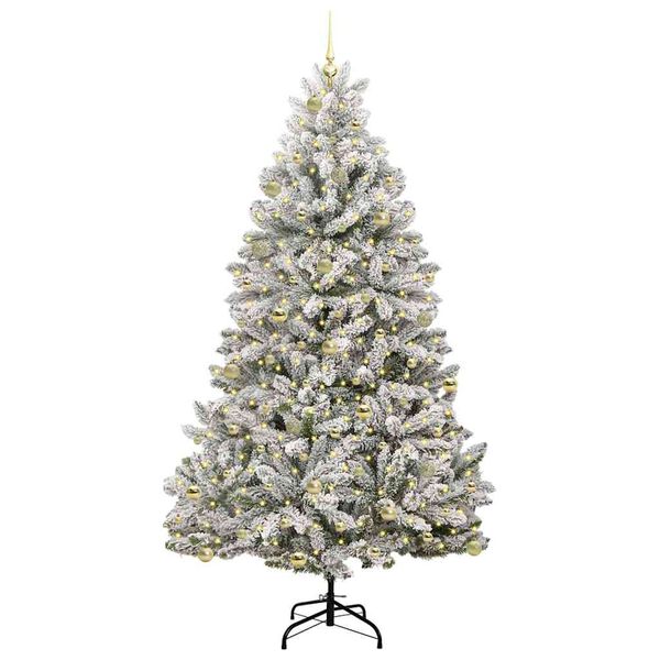 vidaXL Kunstkerstboom met 300 LED Groen en Wit 240 cm PVC en Metaal