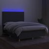 vidaXL Boxspring met matras en LED stof donkergrijs 140x190 cm