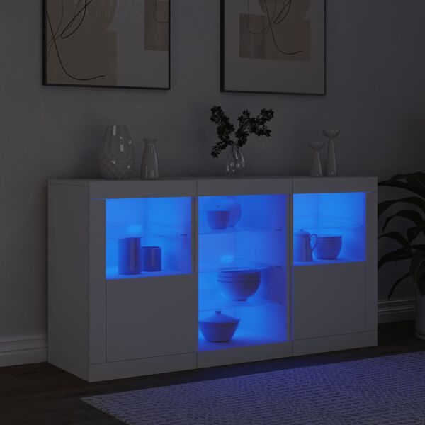 vidaXL Dressoir met LED-verlichting 123x37x67 cm wit