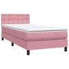 vidaXL Boxspring met matras en LED fluweel roze 90x210 cm