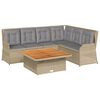 vidaXL 5-delige Loungeset met kussens poly rattan beige