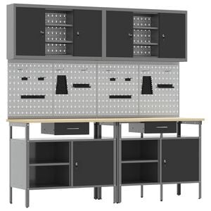 vidaXL Werkbankset 8 st Rood en Grijs Gepoedercoat staal