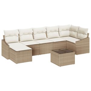 vidaXL Tuin Sofa Set met kussen 8 pcs Beige en Cr&egrave;me poly rattan