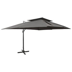 vidaXL Zwevende parasol met dubbele bovenkant antraciet 400x300 cm