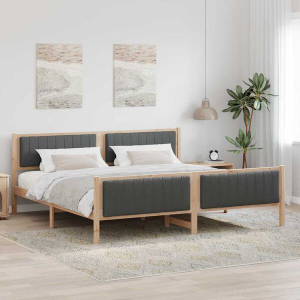 vidaXL Bedframe Bruin en donkergrijs 200 x 200 cm Massief grenenhout