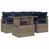 vidaXL Tuin Sofa Set met kussen 5 pcs Grijs en Marineblauw poly rattan