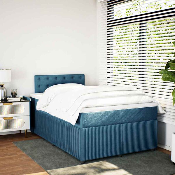 vidaXL Boxspring met matras fluweel blauw 120x190 cm