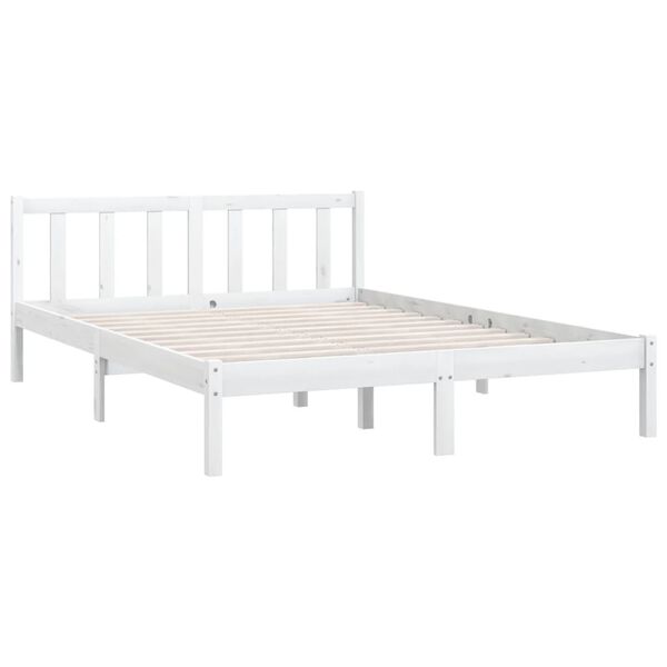 vidaXL Bedframe massief grenenhout wit 150x200 cm
