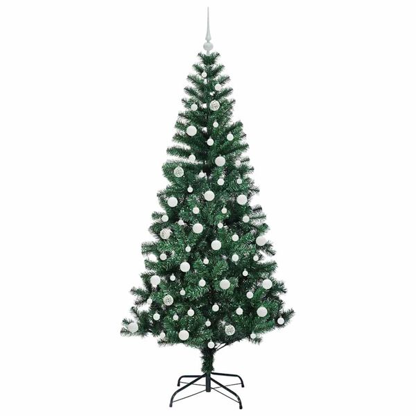 vidaXL Kunstmatig Voorverlicht Kerstboom Groen 210 cm PVC en Metaal