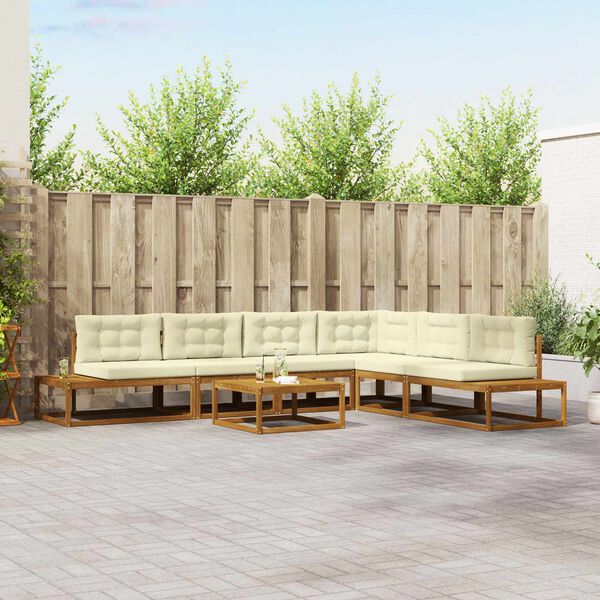 vidaXL Buiten bankenset 7 Stuk Natuurlijk en Cr&egrave;me
