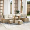 vidaXL Tuinbankenset 9 pcs Beige poly rattan