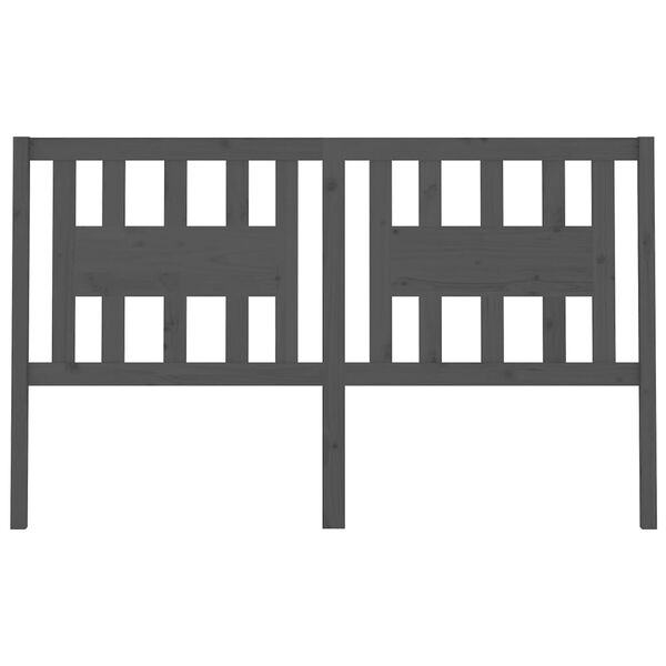 vidaXL Hoofdbord 141x4x100 cm massief grenenhout grijs