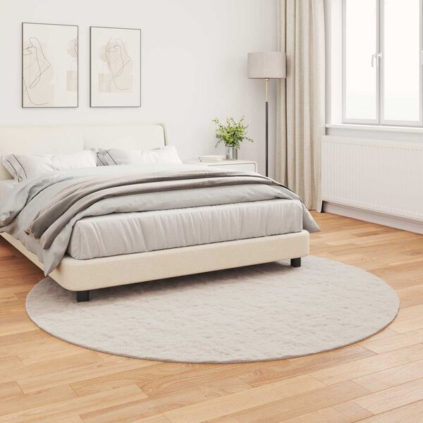 vidaXL Nep Konijnenbont Tapijt Olite Beige Ø 160 cm Polyester