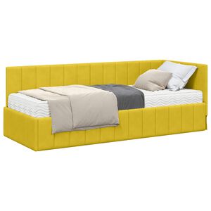 vidaXL Hoekbedframe met Matras met hoofdeinde 2 st Geel Fluweel