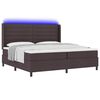 vidaXL LED Box Spring Bed met matras Donkerbruin 200 x 200 cm Stof