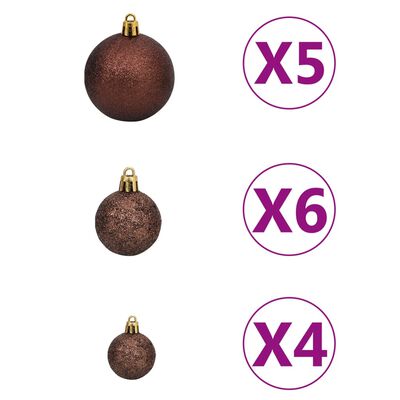 vidaXL Kunstkerstboom met verlichting en kerstballen smal 150 cm rood