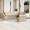 vidaXL 10-delige Loungeset met kussens poly rattan beige
