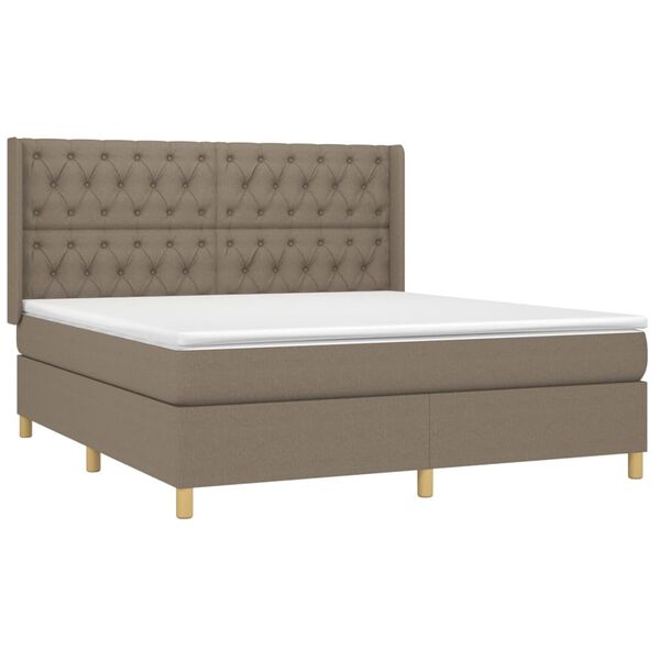 vidaXL Boxspring met matras stof taupe 160x200 cm