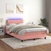 vidaXL Boxspring met matras en LED fluweel roze 120x190 cm