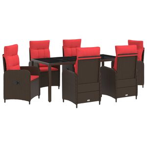 vidaXL Buiten eettafelset 7 st poly rattan