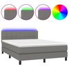 vidaXL Boxspring met matras en LED stof donkergrijs 140x190 cm