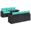 vidaXL 7-delige Loungeset met kussens poly rattan acacia zwart