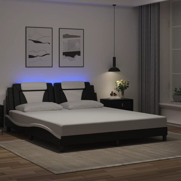 vidaXL Bedframe "Viana" met LED zonder matras zwart en wit 180x200 cm