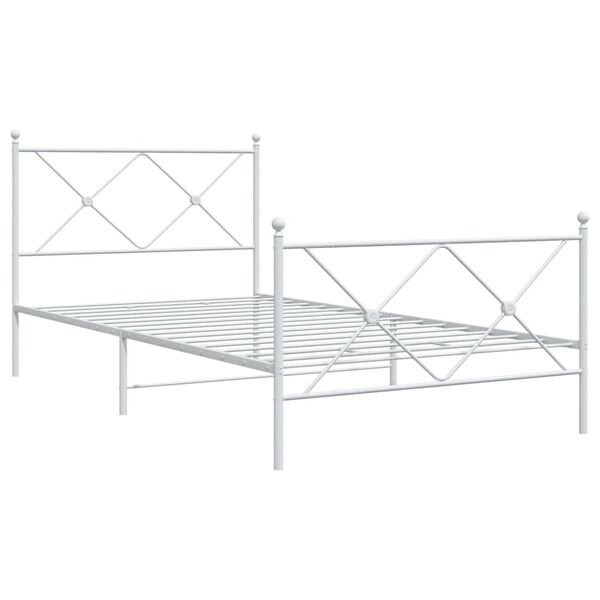 vidaXL Bedframe met hoofd- en voeteneinde metaal wit 100x190 cm