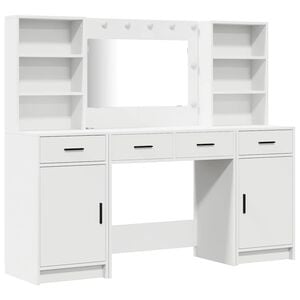 vidaXL Make-up tafel set met LED 3 st Wit Bewerkt hout